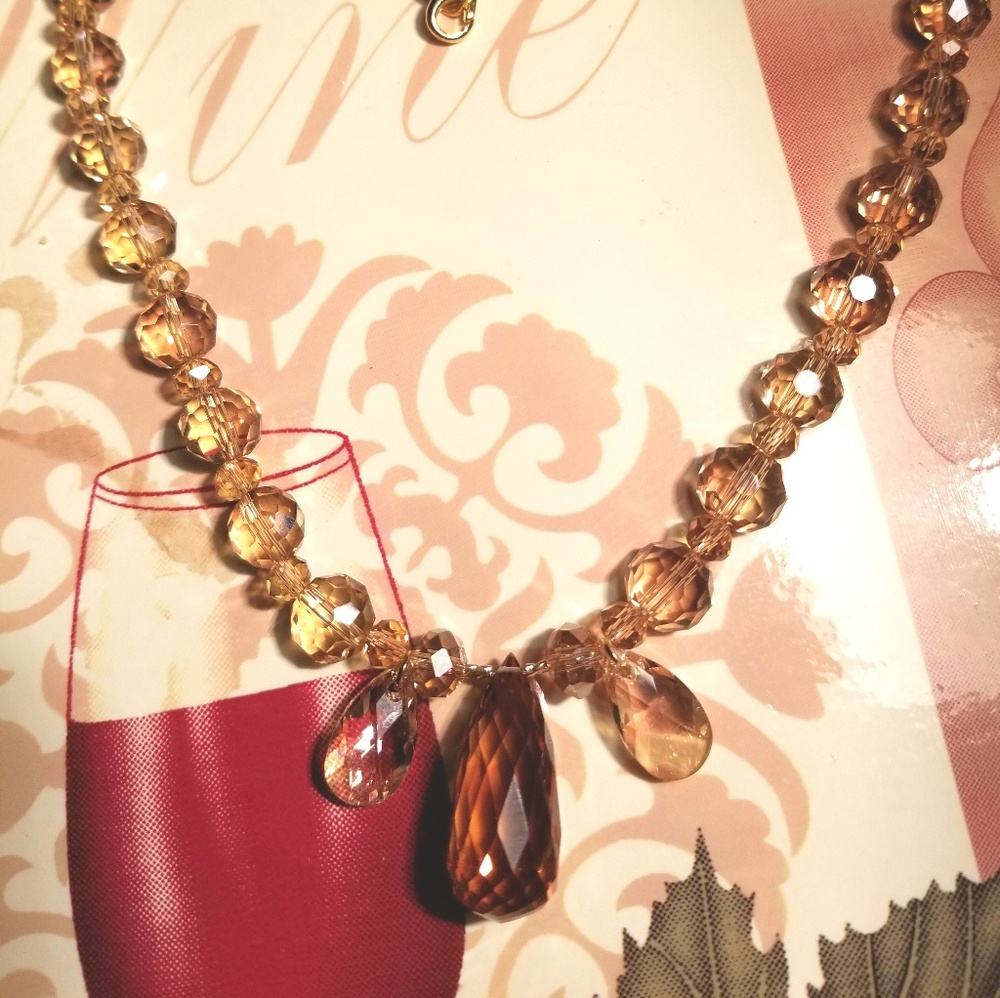 #0228 Brazilian Citrine and Crystal Necklace - Picture 2 of 7